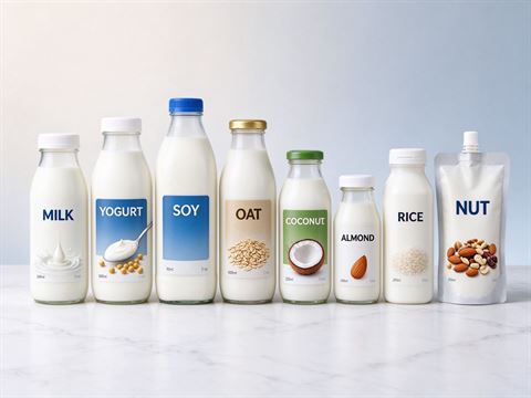 Dairy & plant-based milk — bottle and container formats
