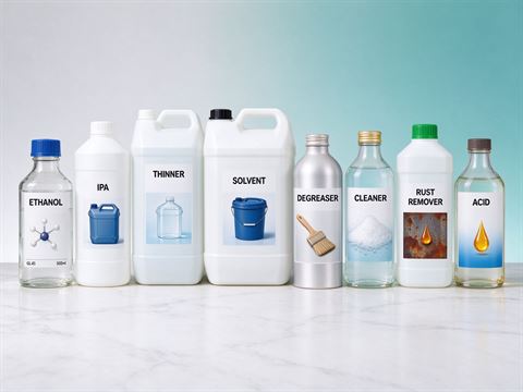 Chemical solvents & industrial cleaning — bottle and container formats