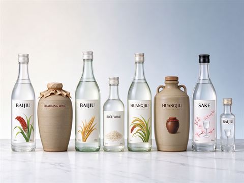 Baijiu, rice wine & yellow wine — bottle and container formats