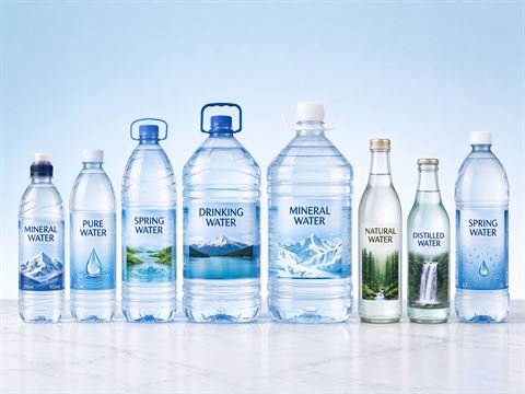 Bottled water — bottle and container formats
