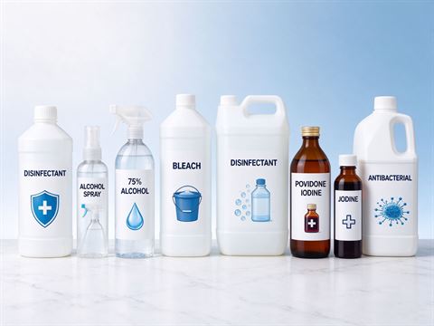 Disinfection & sterilising liquids — bottle and container formats