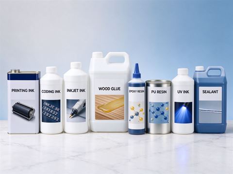 Inks, resins & adhesives — bottle and container formats