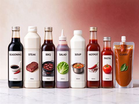 Sauces, dressings & soup base — bottle and container formats