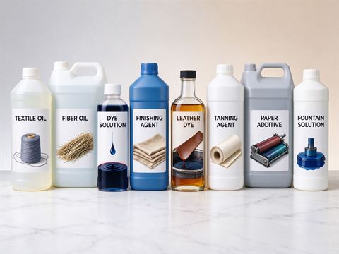 Textile, leather & paper auxiliaries — bottle and container formats