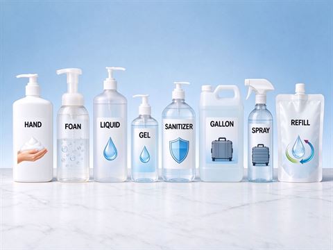 Hand wash & sanitiser — bottle and container formats