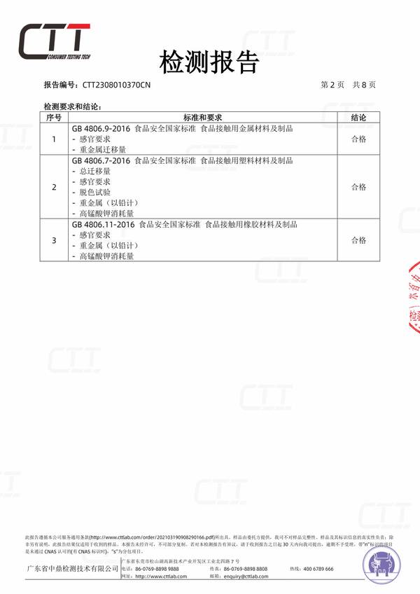 Food-contact compliance report p2